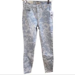 L’AGENCE Margot High Rise Skinny Light Blue White Tie-Dye Jeans Women Size 25